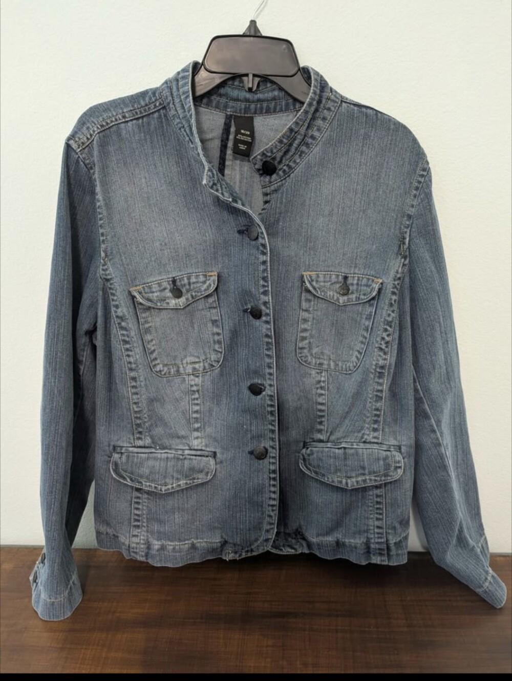 Vintage Y2K Venezia Denim Jacket with Mock Neck – Size 18/20